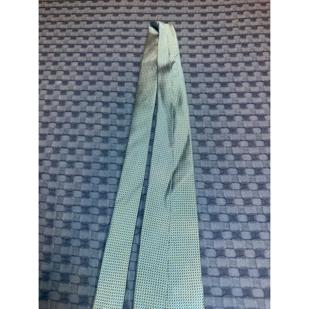 Zanzara Tie 100% Silk Hand Made Blue Teal Geometric Pattern